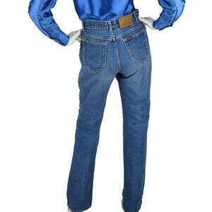 Vintage Lee Medium Light Wash Rock High Waisted Boho Festival Denim Jeans 27